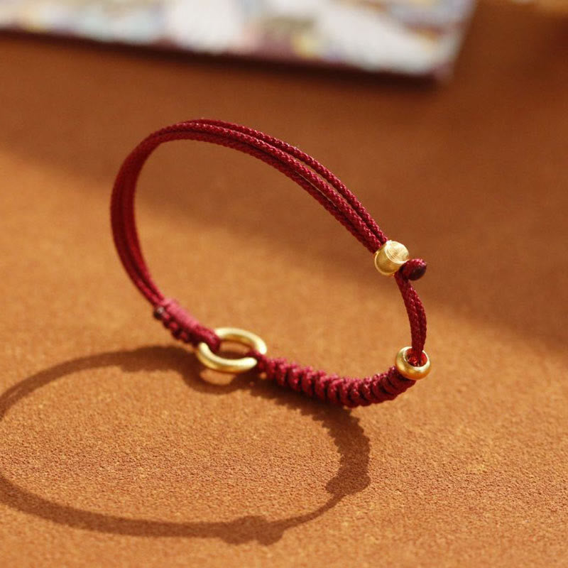 Wear FengShui Alloy Peace Buckle Luck Red String Bracelet