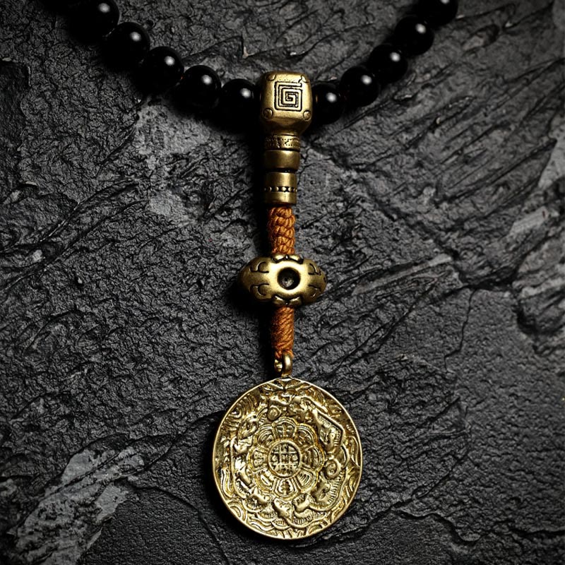 Wear FengShui Tibetan 108 Mala Beads Black Onyx Tiger Eye Beads Nine Palaces Bagua Protection Bracelet
