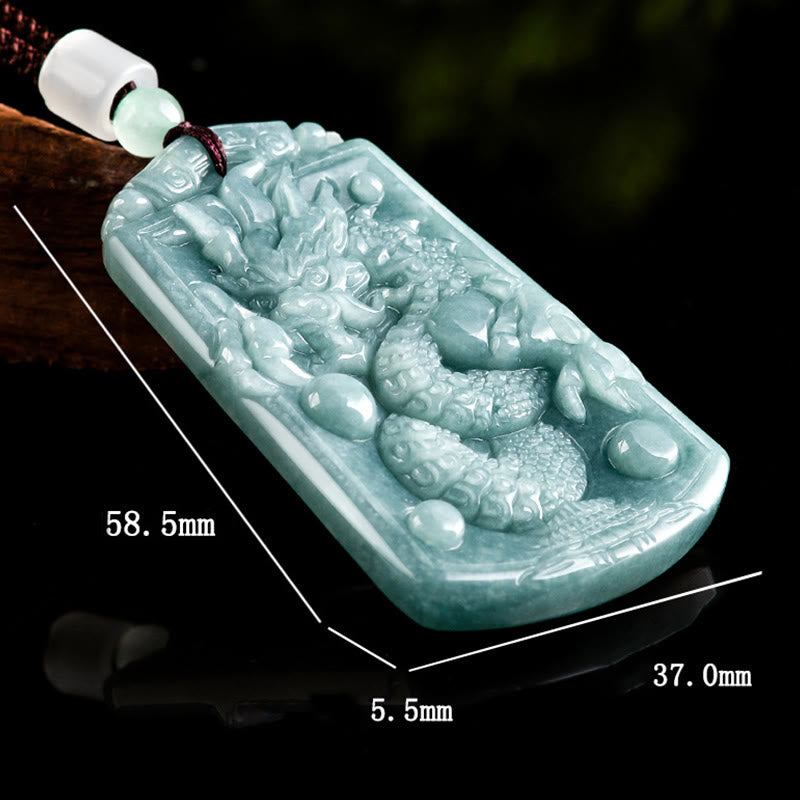 Wear FengShui Year Of The Dragon Chinese Zodiac Dragon Travels The World Jade Strength Necklace Pendant