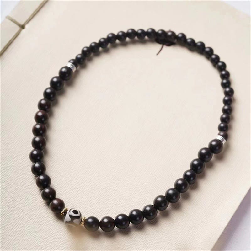 Wear FengShui Tibet Ebony Wood Dzi Bead Balance Double Wrap Bracelet