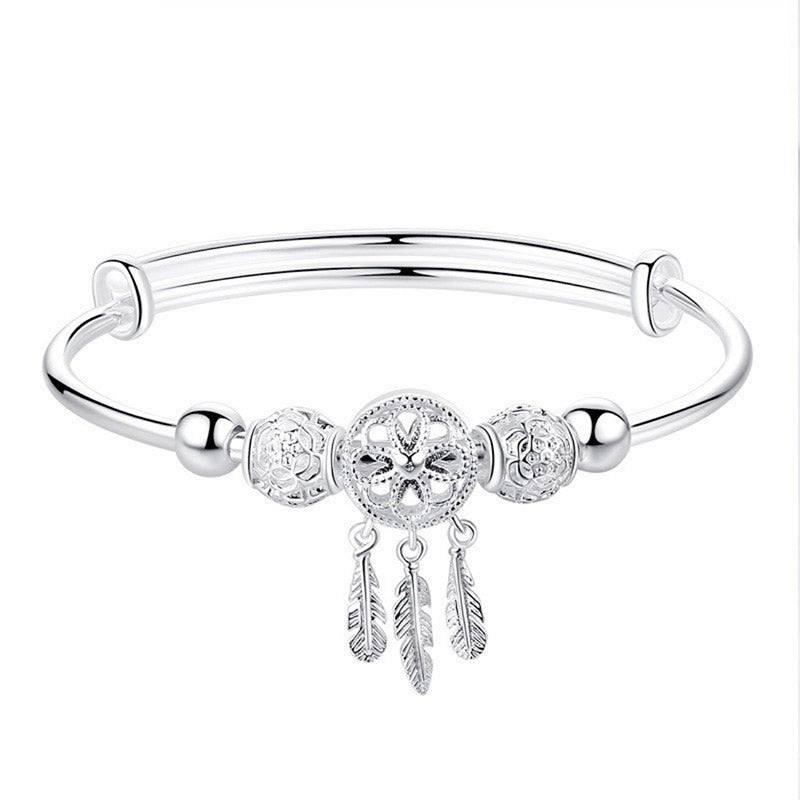 Wear FengShui Tibetan White Copper Blessing Dream Catcher Charm Bracelet