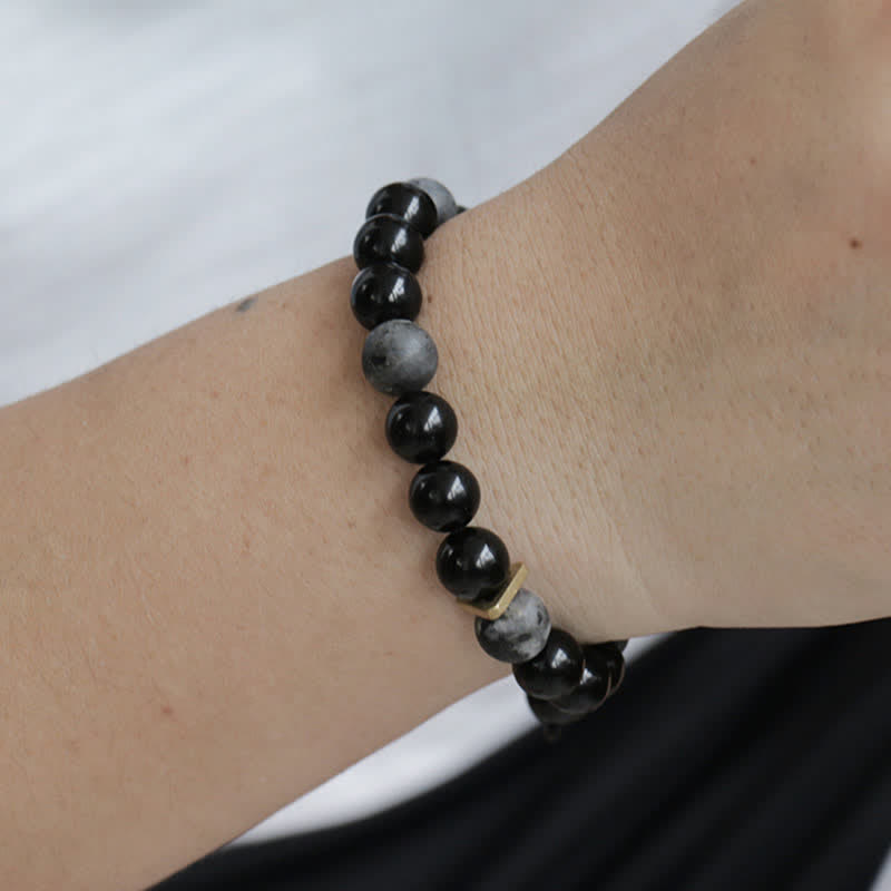 Wear FengShui Black Obsidian Black Glitter Stone Purification Bracelet