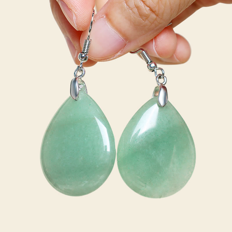 Wear FengShui Natural Aventurine Dangle Healing Drop Earrings