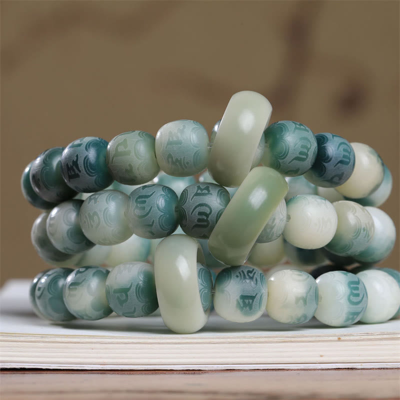 Wear FengShui Bodhi Seed Om Mani Padme Hum Engraved Keep Away Evil Spirits Bracelet