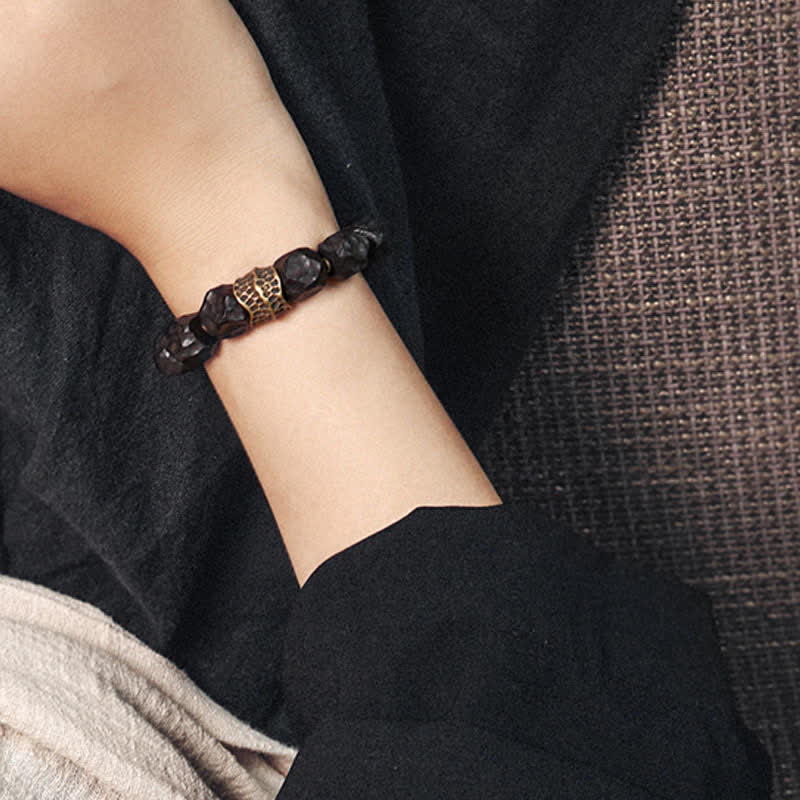 Wear FengShui Ebony Wood Copper Peace Balance Couple Bracelet