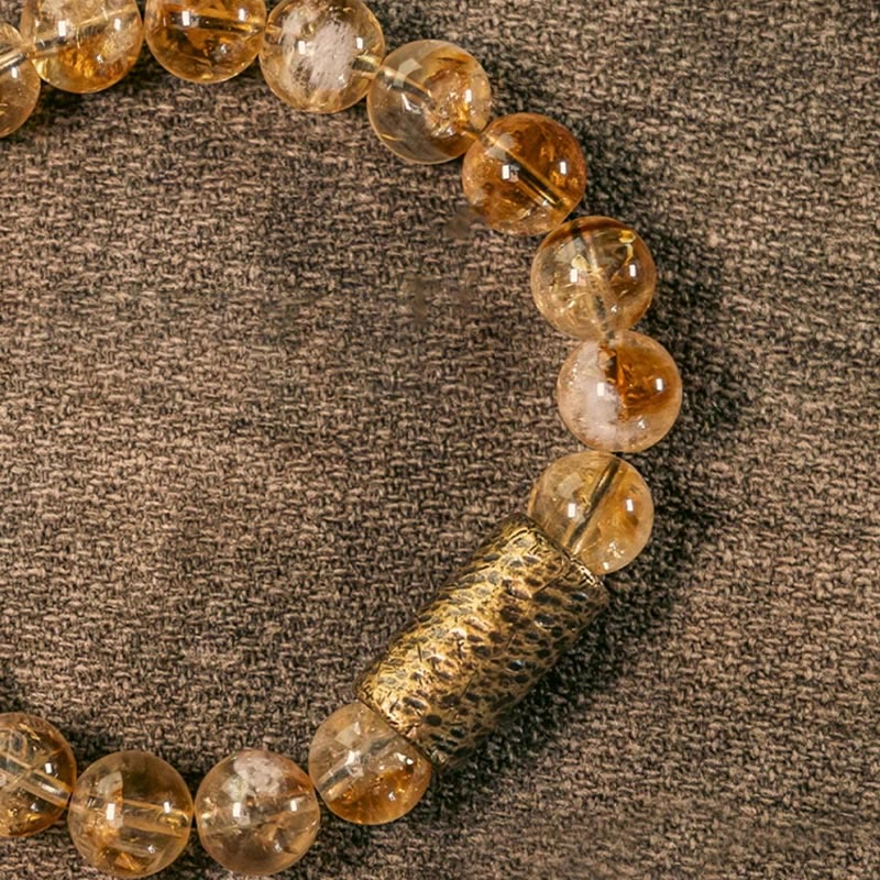 Wear FengShui Natural Citrine Crystal Brass Bead Protection Bracelet