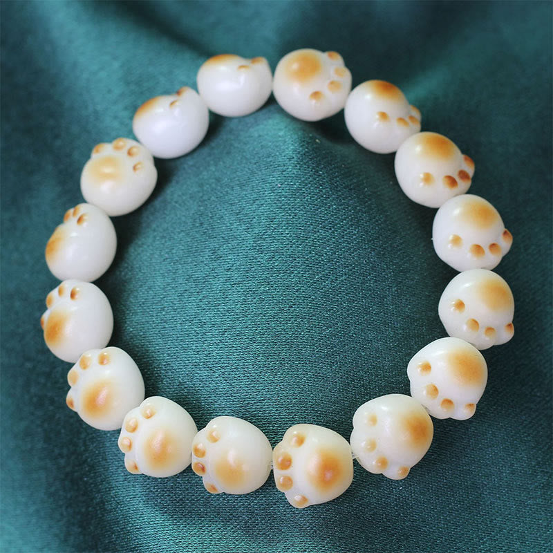Wear FengShui Cute Cat Paw Claw Bodhi Seed Peace Bracelet