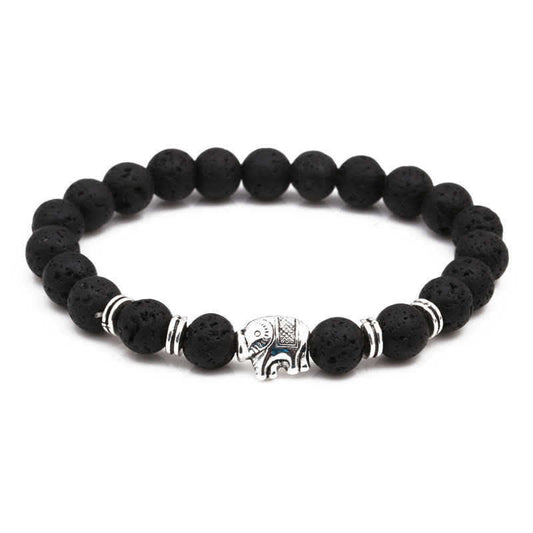 Wear FengShui Lava Rock Tiger Eye Stone Elephant Diffuser Peace Healing Bracelet