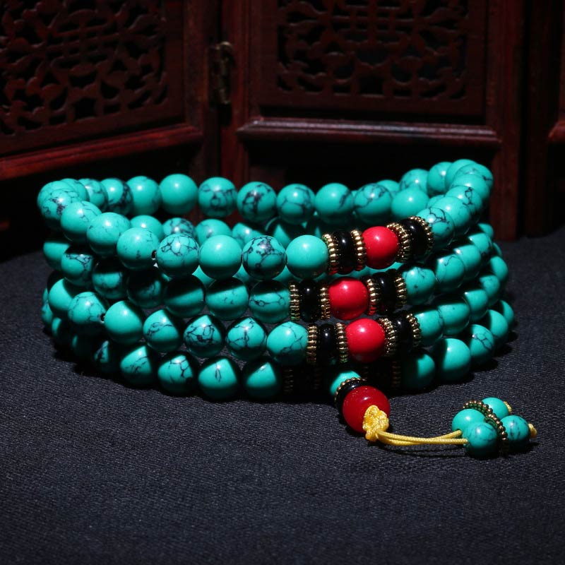 Wear FengShui Tibetan Turquoise Healing Mala Bracelet