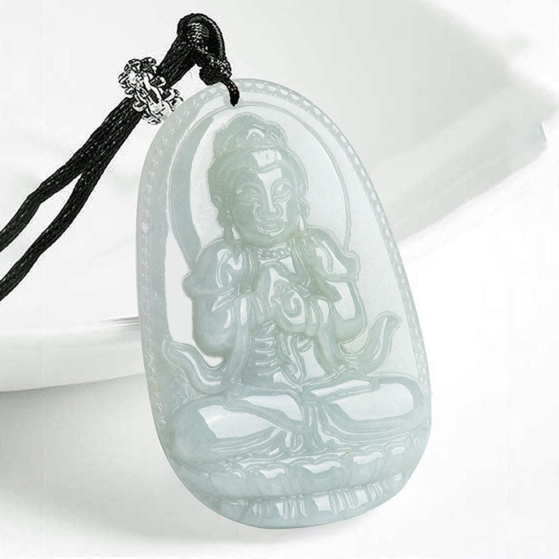 Wear FengShui Chinese Zodiac Natal Buddha Jade Wealth Prosperity Necklace Pendant