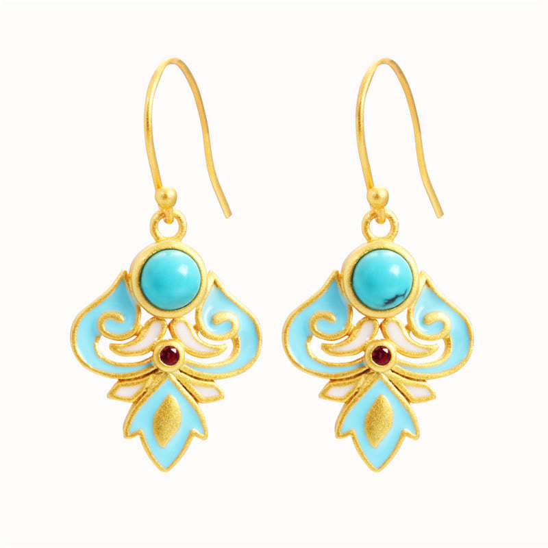 Wear FengShui Copper Enamel Turquoise Positive Drop Earrings