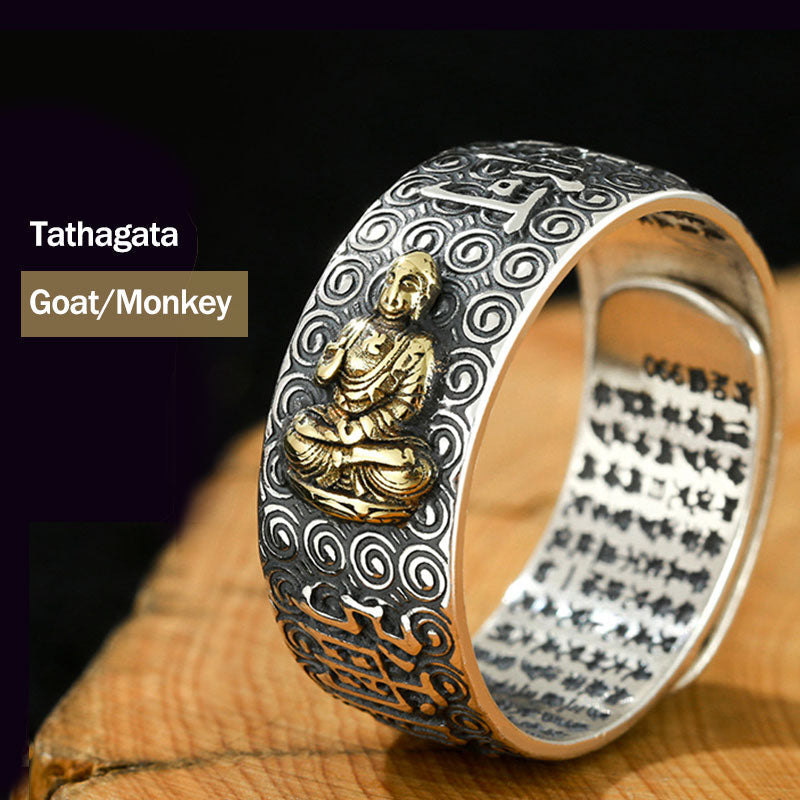 Wear FengShui Chinese Zodiac Natal Buddha Wealth Luck Adjustable Ring