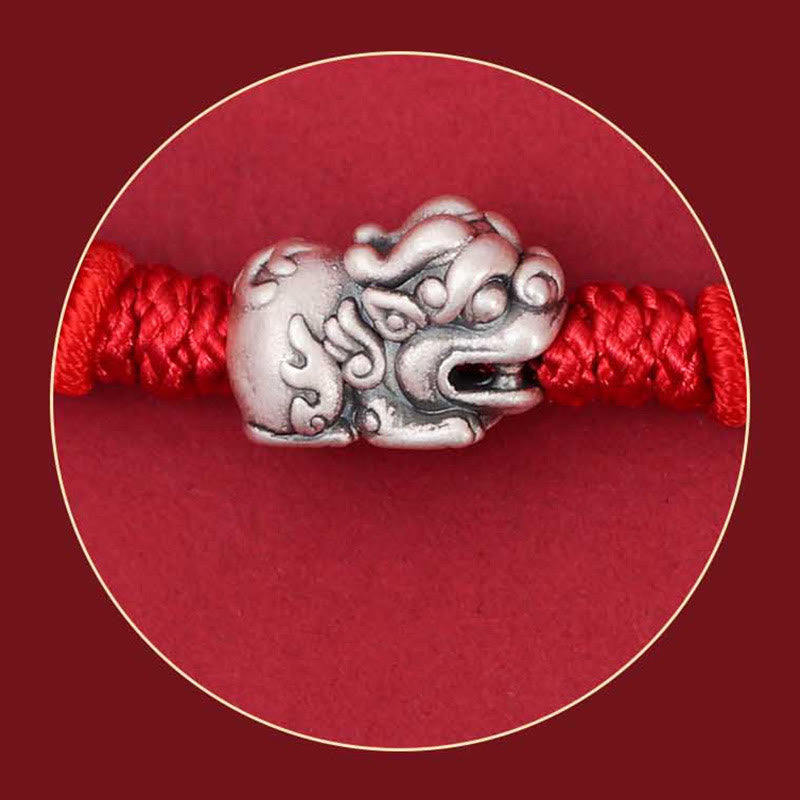 Wear FengShui 925 Sterling Silver PiXiu Fu Character Wealth Luck Handmade Braided Bracelet