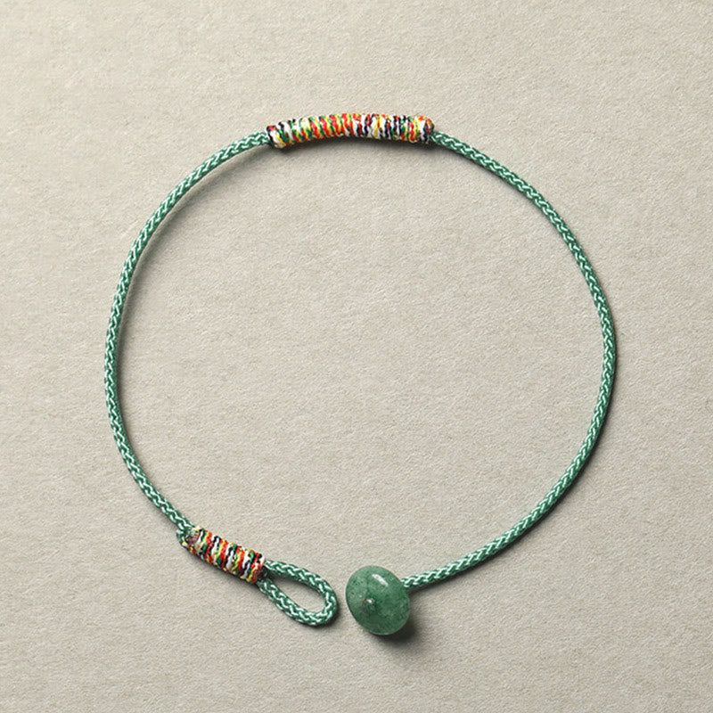 Wear FengShui Tibetan Handmade Green Aventurine Luck Protection Braided Rope Bracelet