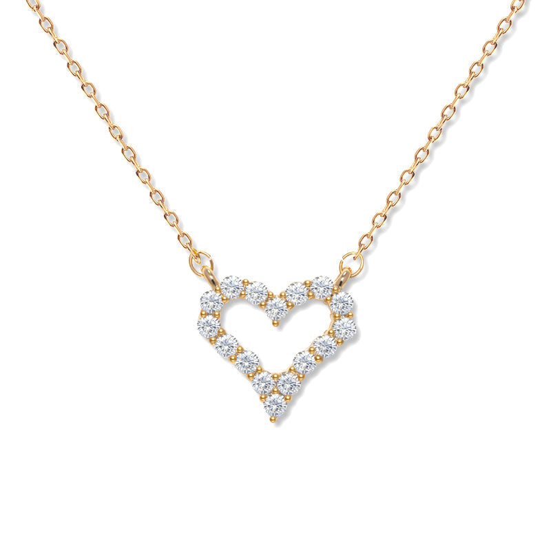 925 Sterling Silver Heart Necklace – White Gold Color Love Heart Collarbone Chain, Gift for Girlfriend & Best Friend