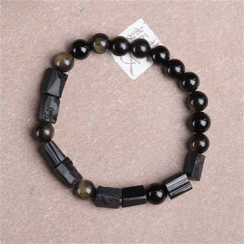 Wear FengShui Gold Sheen Obsidian Black Tourmaline Wealth Bracelet