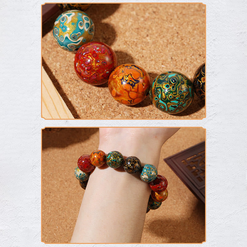 Wear FengShui Natural Multicolored Lacquer Beads Calm Bracelet