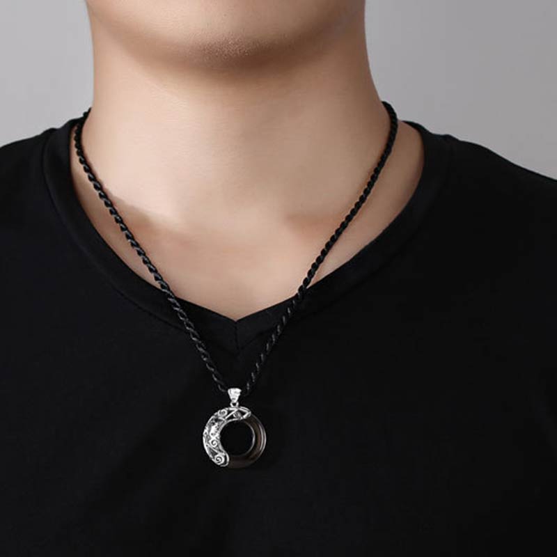 Wear FengShui 12 Constellations of the Zodiac Ice Obsidian Blessing Round Pendant Necklace