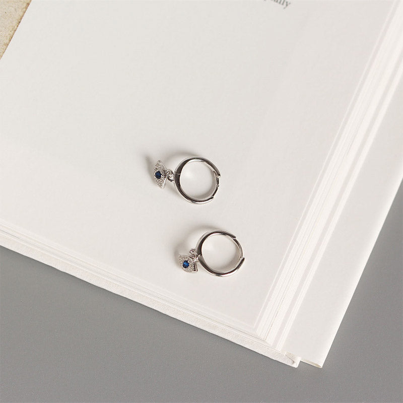 Wear FengShui 925 Sterling Silver Evil Eye Blessing Protection Stud Earrings