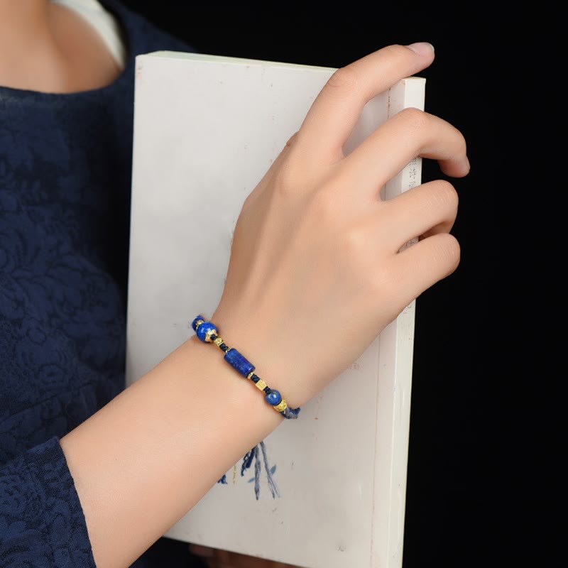 Wear FengShui Handmade Natural Lazurite Bead Positive Rope Bracelet
