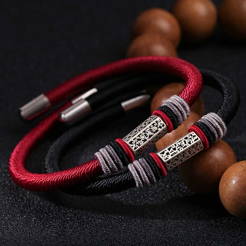Wear FengShui 925 Sterling Silver Om Mani Padme Hum Peace Red String Bracelet