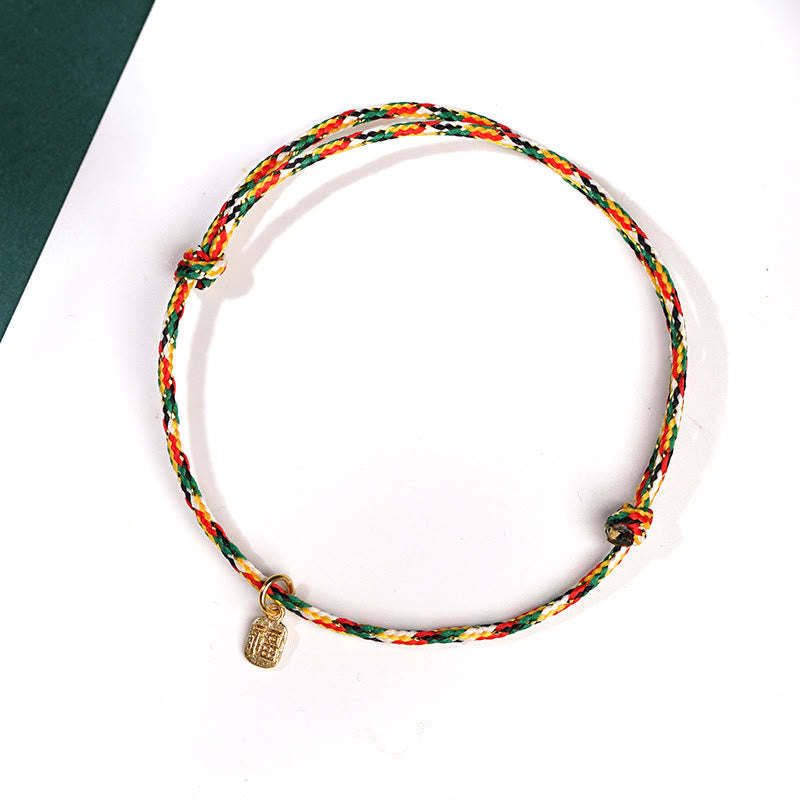 Wear FengShui Auspicious Fu Character Peace And Joy Luck Handmade Multicolored Child Adult Bracelet