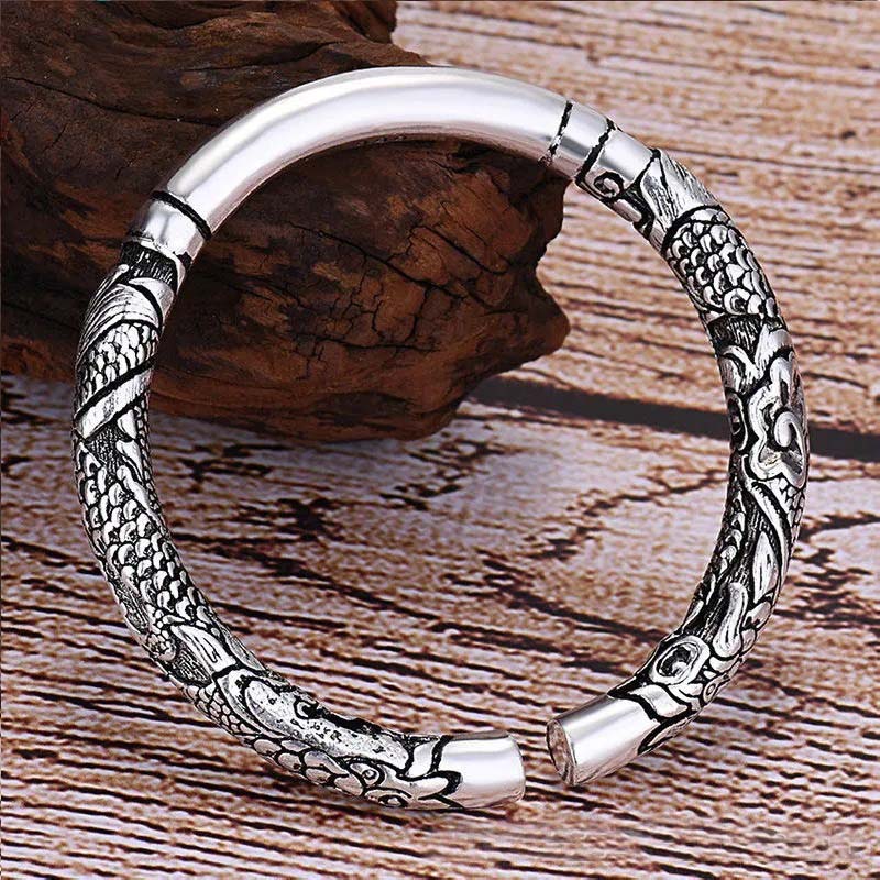 Wear FengShui Dragon Auspicious Clouds Luck Protection Bracelet Adjustable Bangle