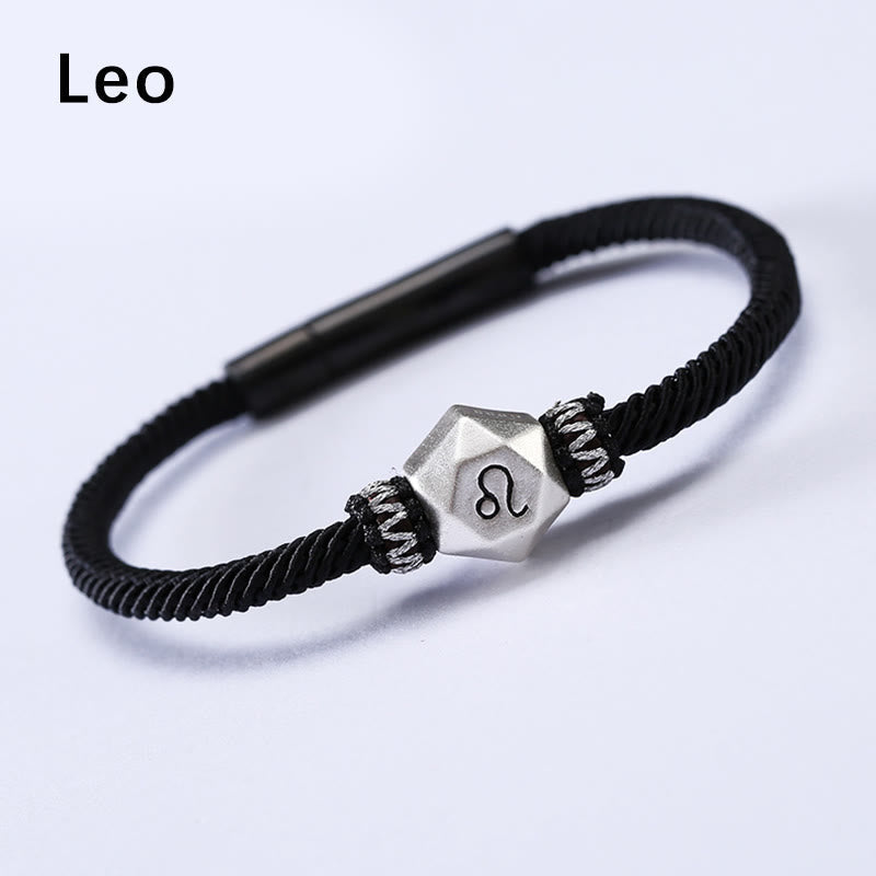 Wear FengShui 999 Sterling Silver 12 Constellations of the Zodiac Protection Handmade String Bracelet