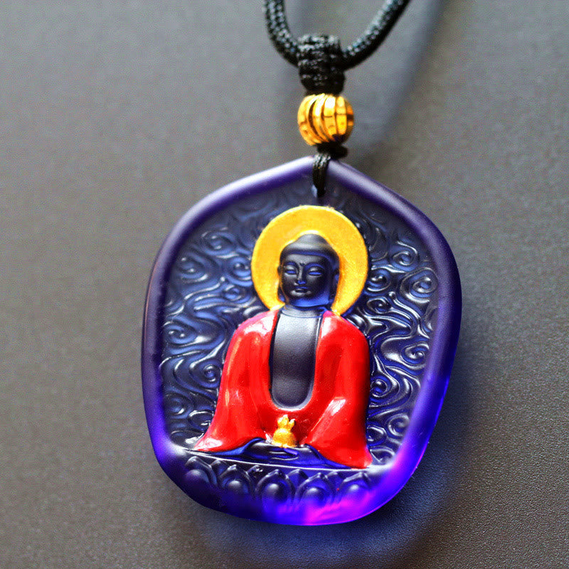 Wear FengShui Tibet Medicine Buddha Liuli Crystal Compassion Necklace Pendant