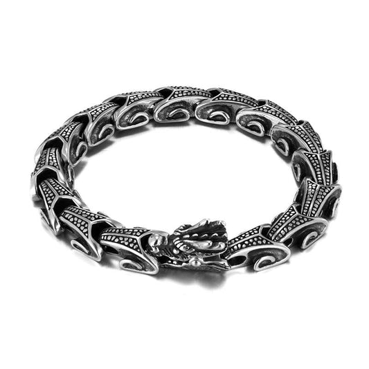 Wear FengShui Dragon Titanium Steel Luck Bracelet Bangle