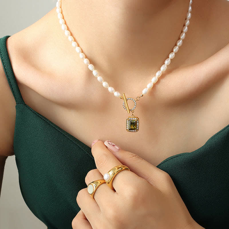 Wear FengShui Pearl Zircon Wealth Charm Necklace Pendant
