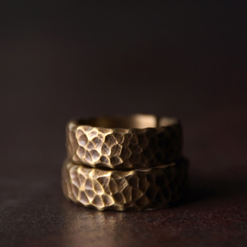 Wear FengShui Tibetan Bump Texture Design Copper Brass Luck Ring