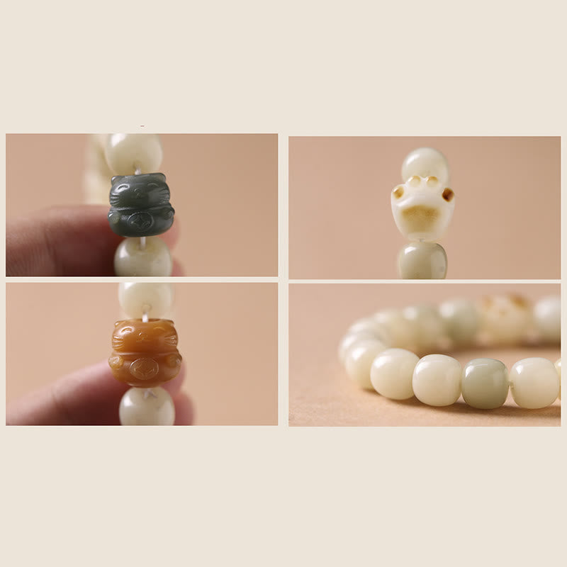 Wear FengShui Lucky Cat Bodhi Seed Cat Paw Peace Bracelet