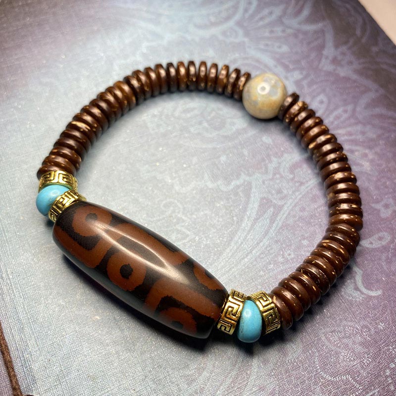 Wear FengShui Tibetan Nine-Eye Dzi Bead Wealth Bracelet