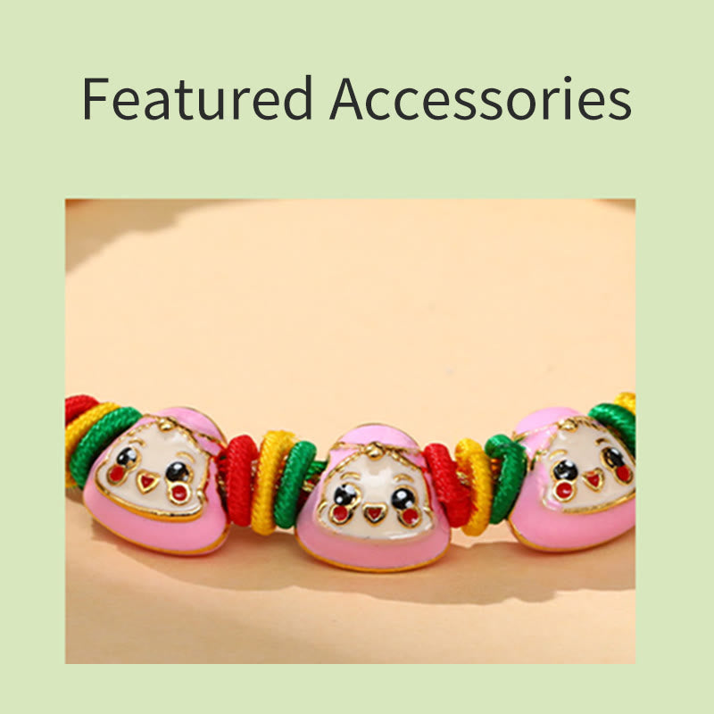 Wear FengShui Colorful Rope Zongzi Pattern Luck Handmade Child Adult Bracelet