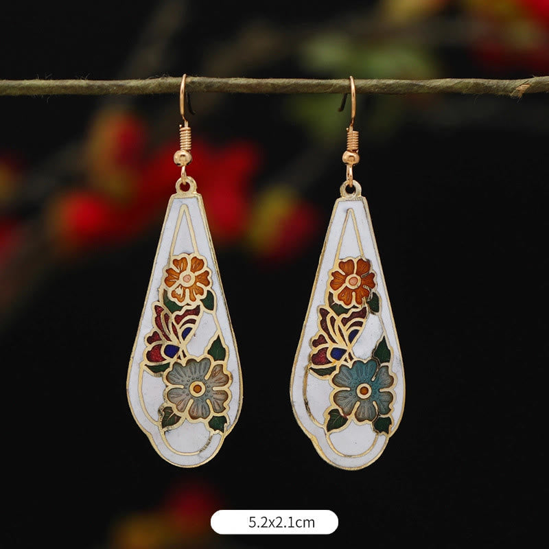 Wear FengShui Lotus Butterfly Flower Alloy Copper Enlightenment Drop Earrings