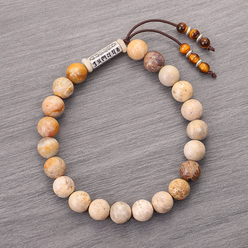 Wear FengShui Weathered Stone Om Mani Padme Hum Strengthen Bracelet
