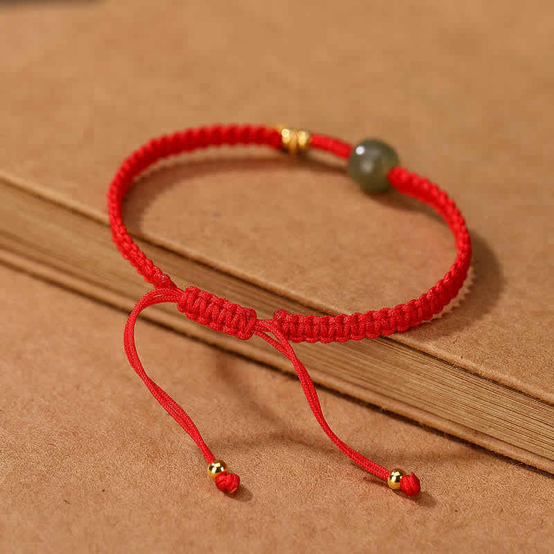 Wear FengShui 925 Sterling Silver Hetian Jade Blessing Wealth Red String Bracelet