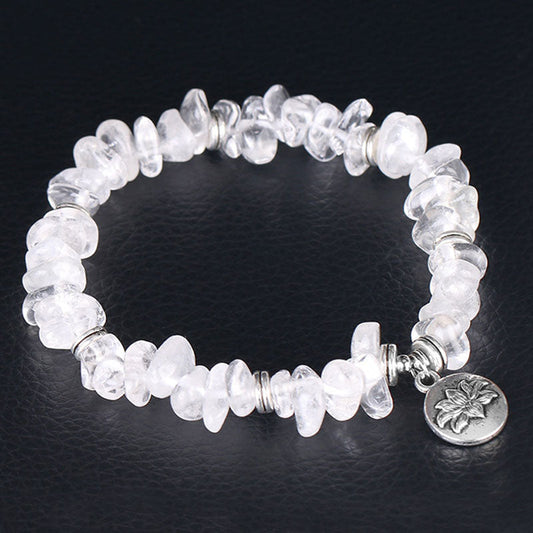 Wear FengShui Natural White Crystal Lotus Healing Bracelet