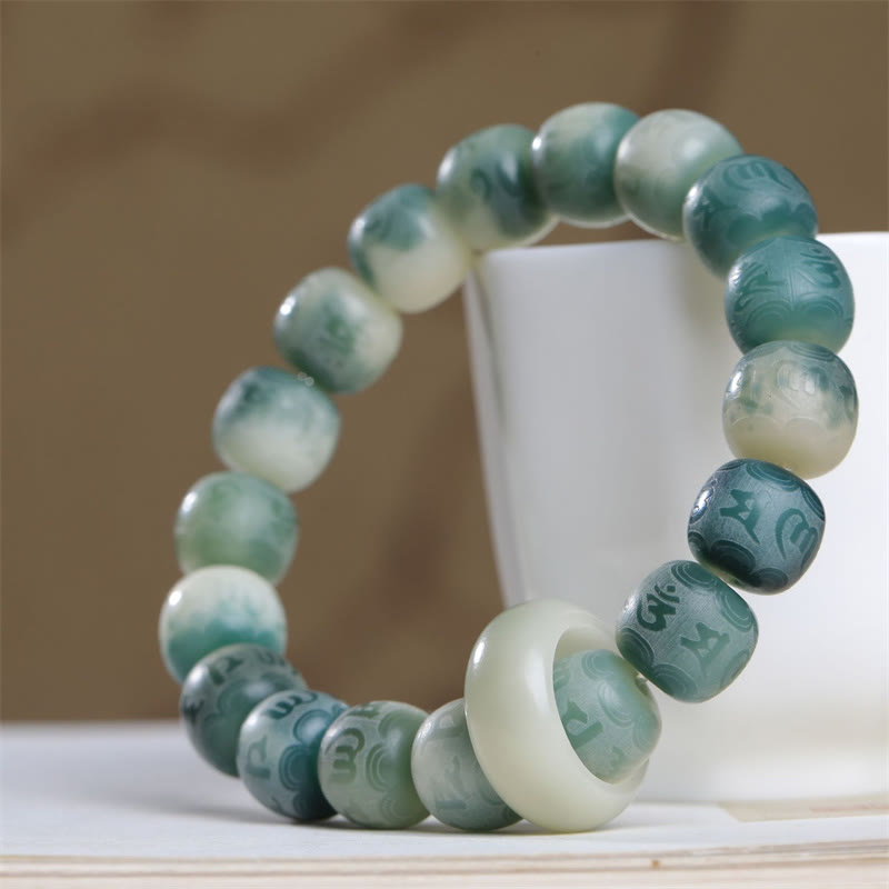 Wear FengShui Bodhi Seed Om Mani Padme Hum Engraved Keep Away Evil Spirits Bracelet