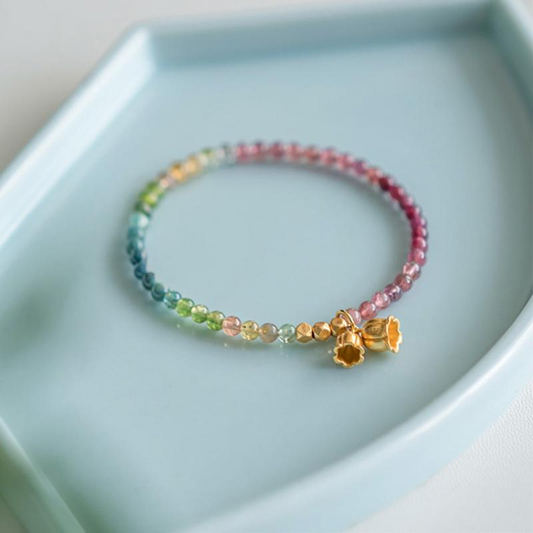 Natural Tourmaline Gradient Colorful Bracelet for Women