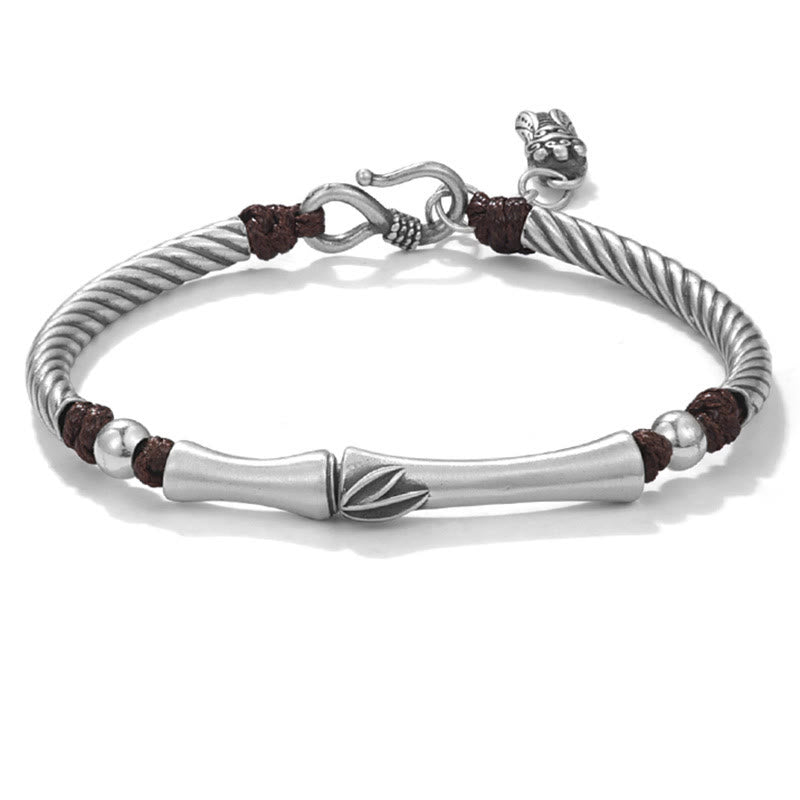 Wear FengShui 999 Sterling Silver Bamboo Pattern Cicada Luck Wealth Bracelet
