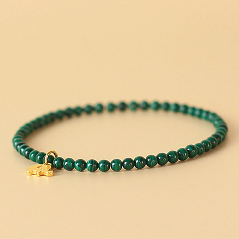 Wear FengShui Natural Malachite Elephant Anti-Anxiety Charm Bracelet