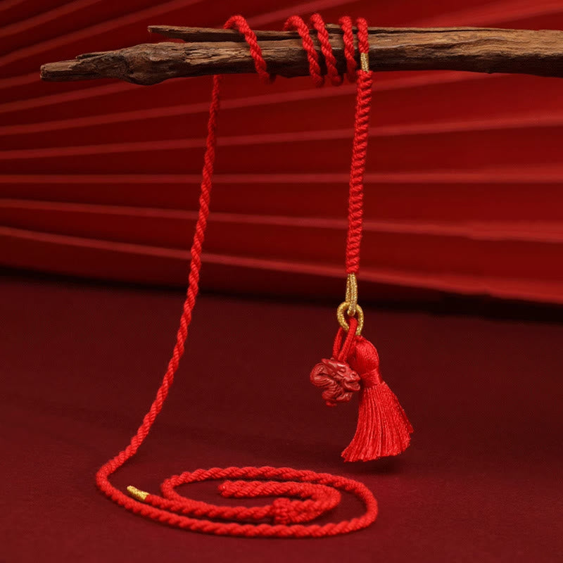 Wear FengShui Natural Cinnabar Dragon Blessing Red String Belly Chain