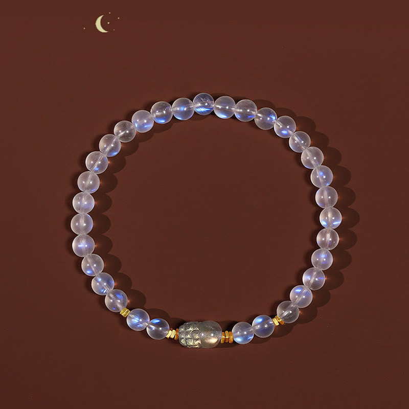 Wear FengShui 925 Sterling Silver Plated Gold Natural Moonstone PiXiu Healing Bracelet