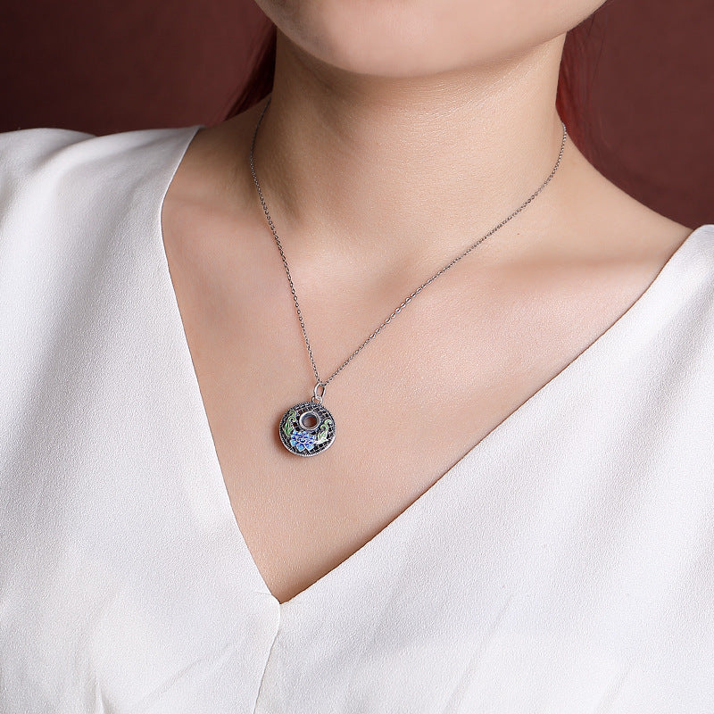 Wear FengShui 999 Sterling Silver Koi Fish Fu Character Lotus Peace Buckle Wealth Necklace Pendant