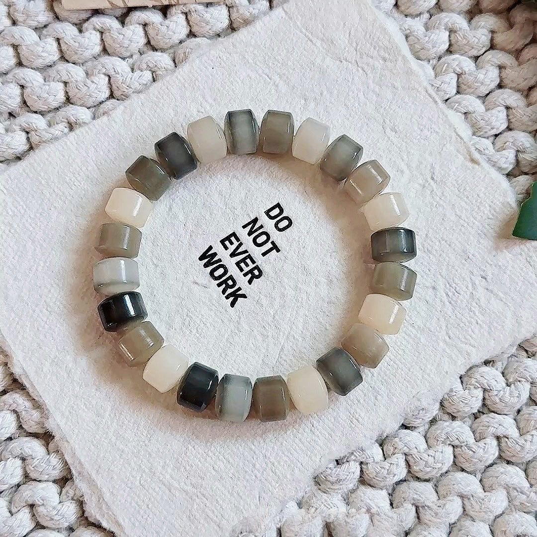 Premium Mini Golden Wheel Beads Mint Iced Tea Multi-Treasure White Jade Bodhi Bead Bracelet