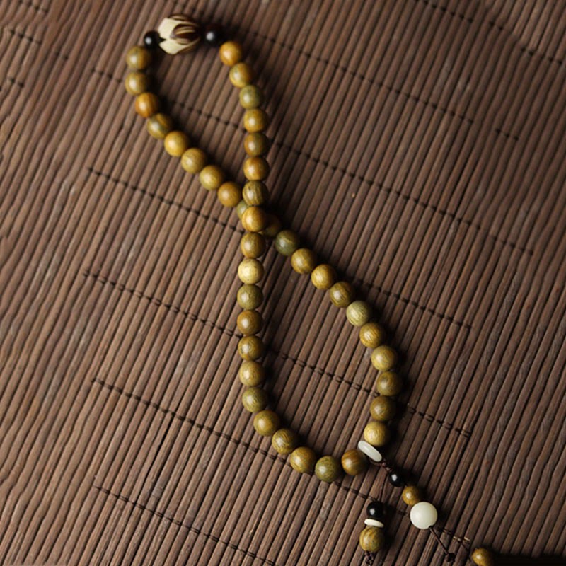 Wear FengShui Green Sandalwood Bodhi Seed Lotus Soothing Double Wrap Bracelet