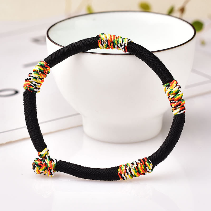 Wear FengShui Tibetan Handmade Colorful King Kong Knot Lucky Protection Braid String Bracelet