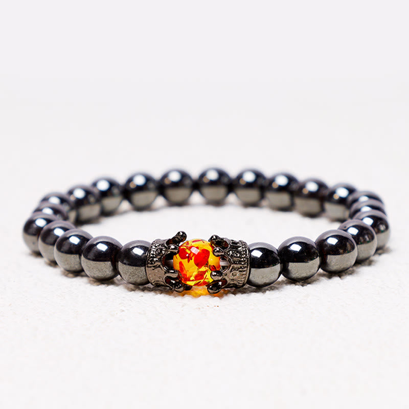 Wear FengShui Natural Stone King&Queen Crown Healing Energy Beads Couple Bracelet